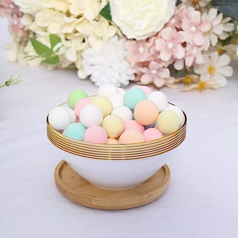 24 White 7 oz Plastic Dessert Ice Cream Bowls Gold Rim Party Events Decorations