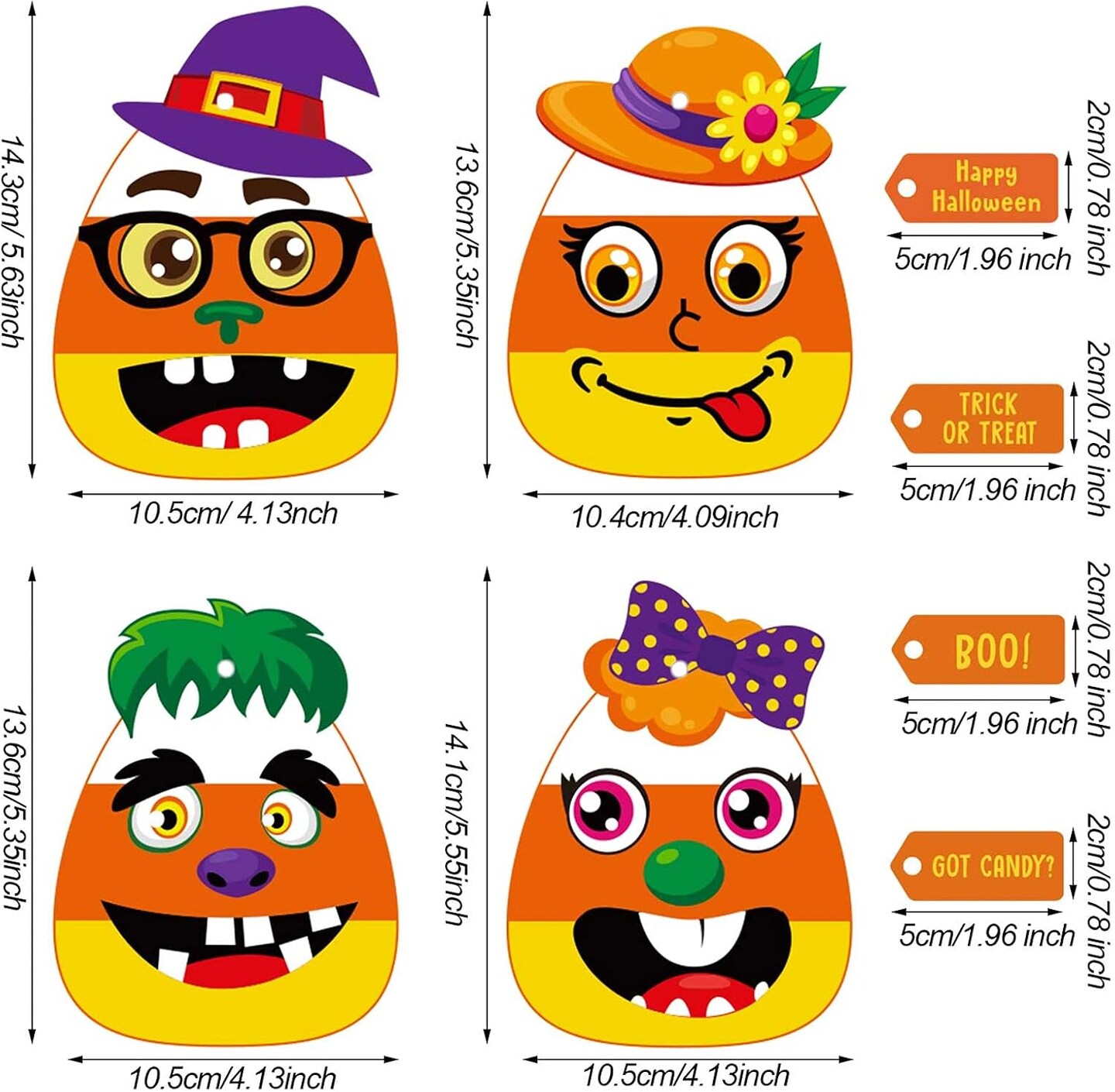 Kids Halloween Activities DIY Handicraft Fun Home Activities for Birthday Activities Party Supplies Classroom Arts, 4 Styles (48 Sets)