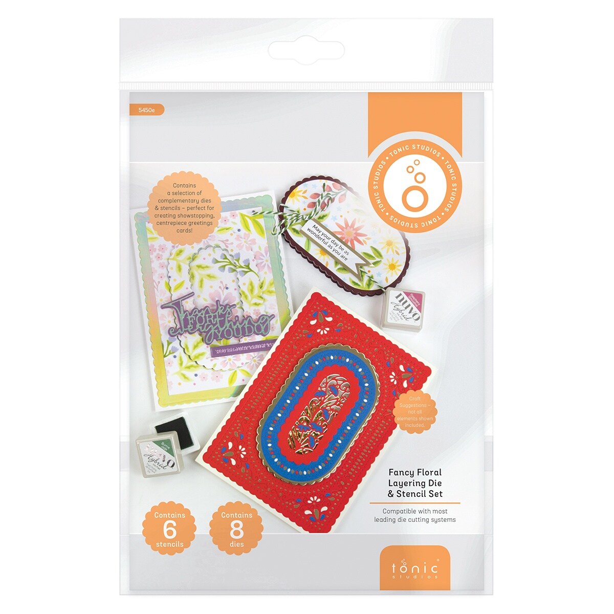 Tonic Die And Stencil Set-Fancy Floral Layering