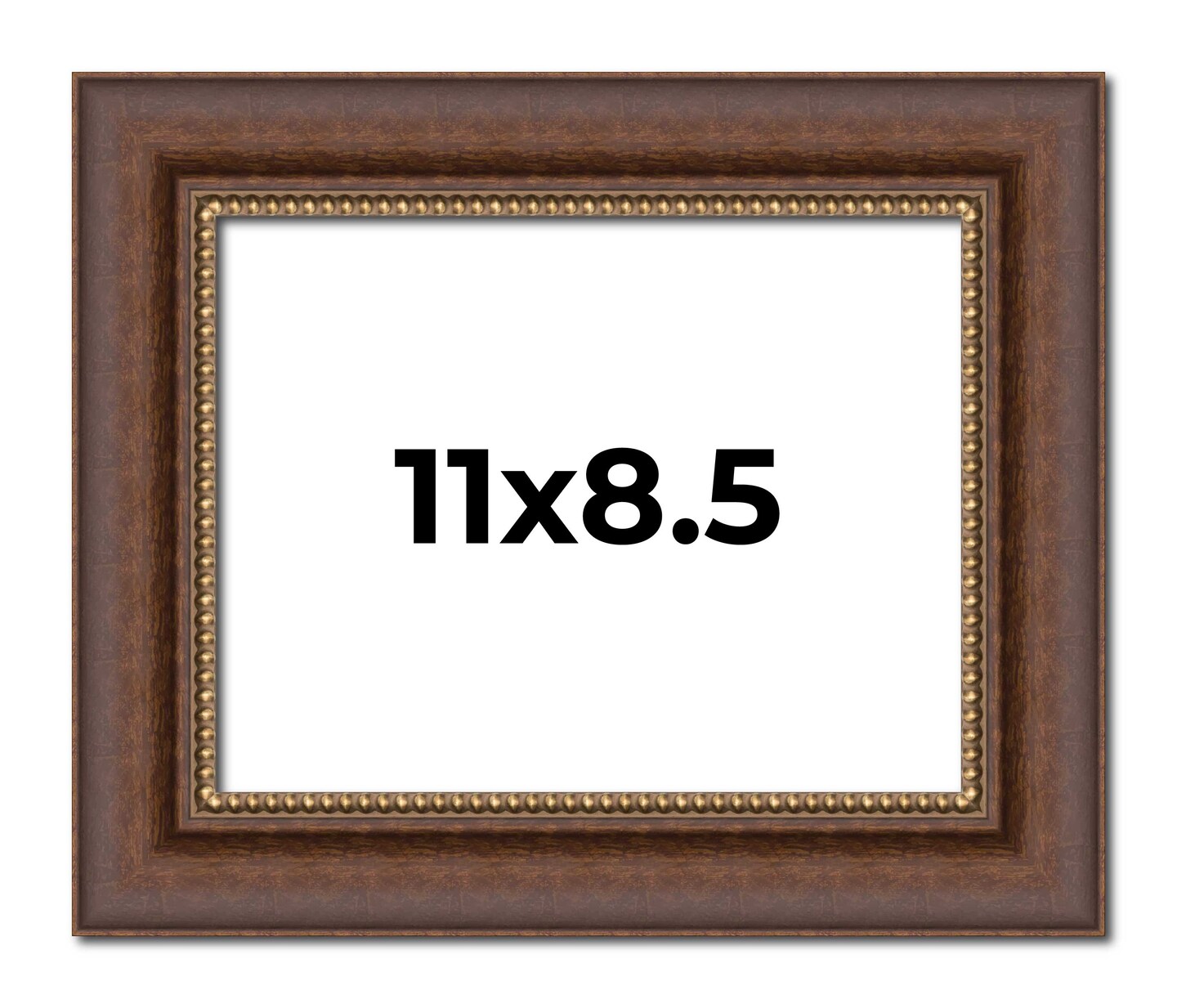 11x8.5 Traditional Brown Picture Frame - UV Acrylic, Foam Board Backing, Hanging Hardware