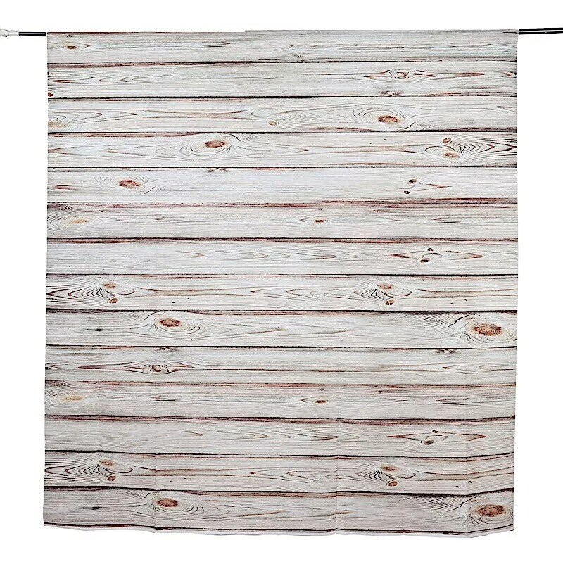 8 ft x 8 ft White Printed Vinyl Photo Backdrop Wood Design Party Banner Events