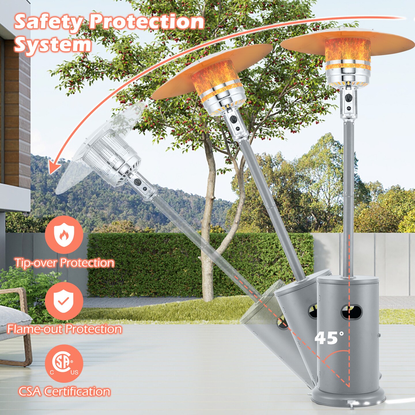 50000 BTU Round Table Design Propane Heater with Adjustable Temperature Knob Perfect for Outdoor Gatherings