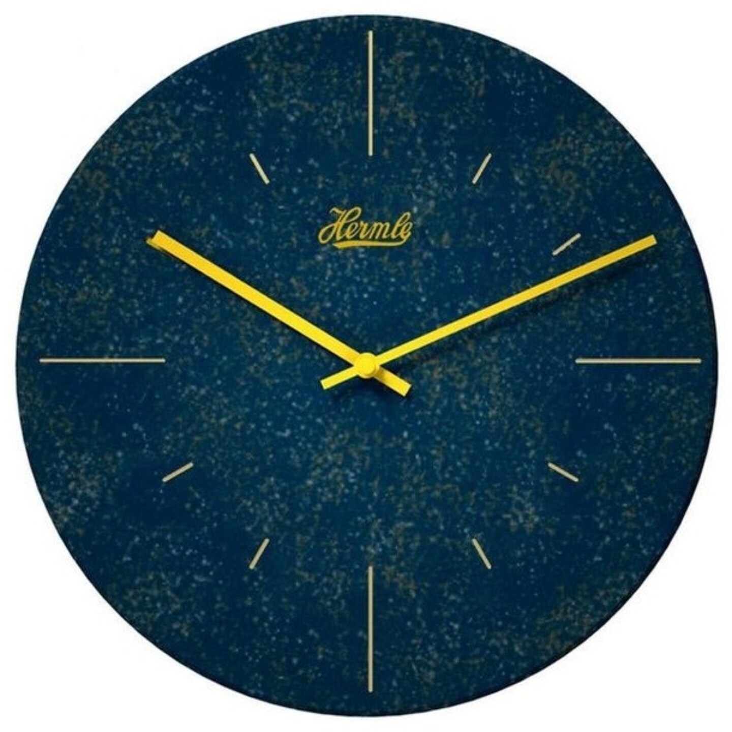 Hermle Quartz Movement Round Metal Wall Clock - 12&#x22; - Navy Blue