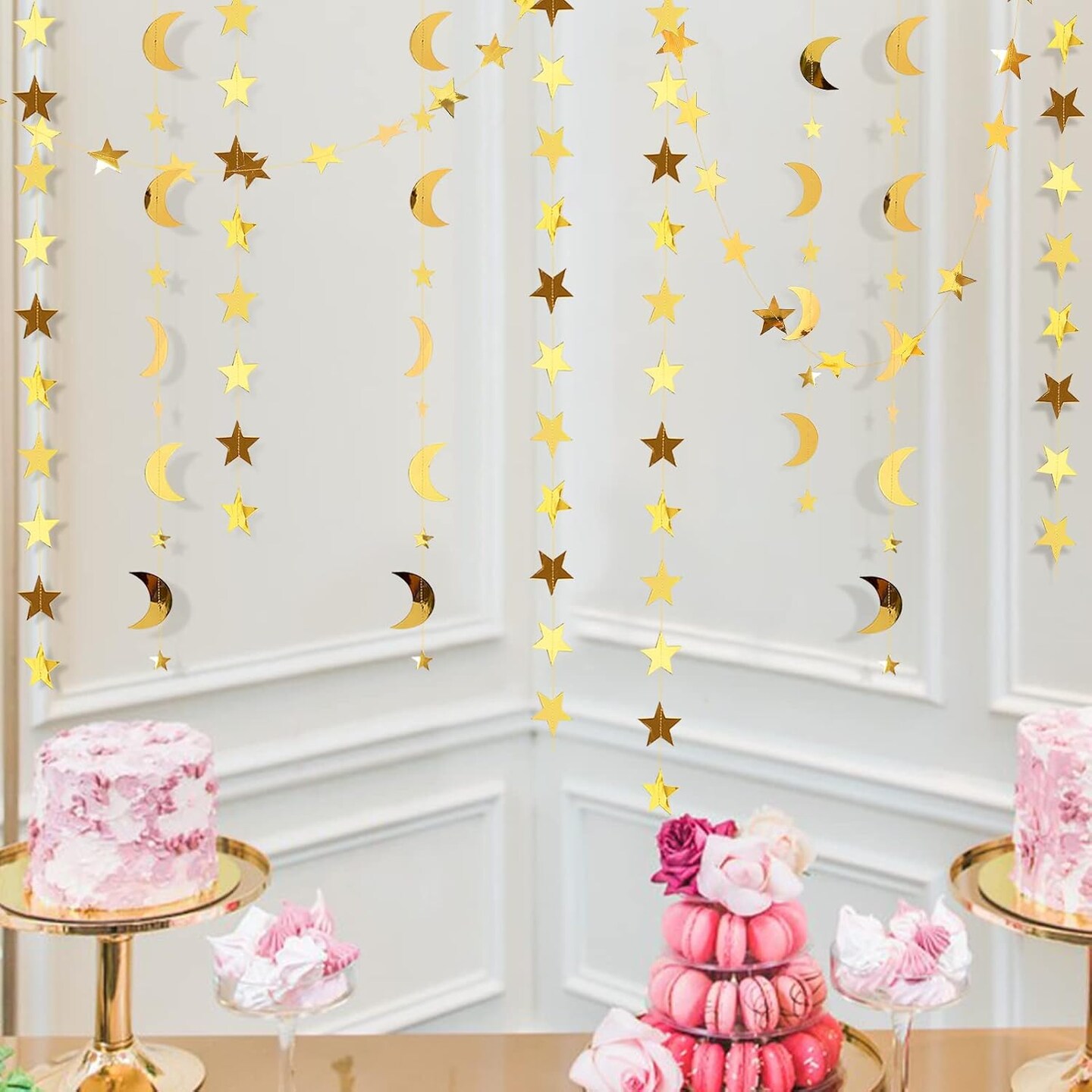 Gold Moon Star Garland Ramadan party decoration