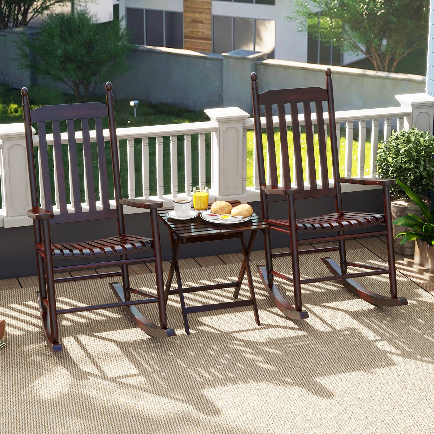 Acacia Wood Rocking Chair with Ergonomic Seat &#x26; Gentle Rocking Motion