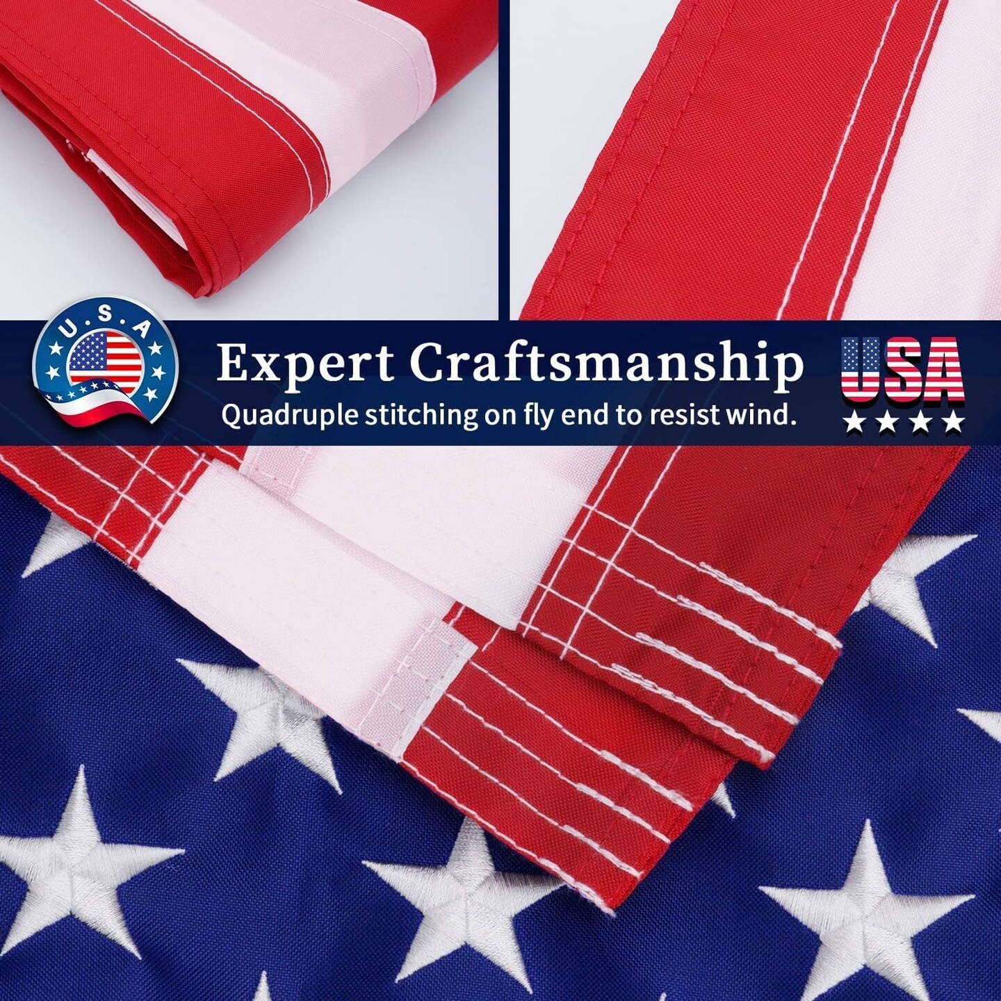 American Flag 1x1.5 FT For Outside Most Durable, Heavy Duty, Luxury Embroidered Star with Brightly Colored Brass Grommets Premium US Flag (1x1.5 Ft)
