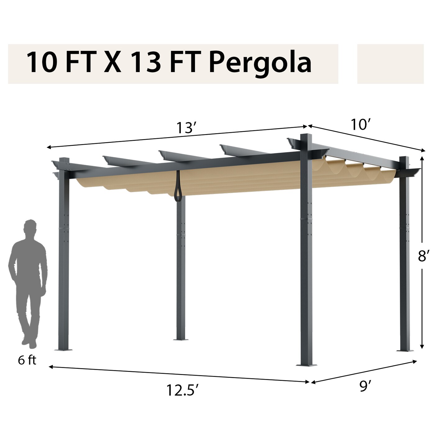 Retractable Pergola with Aluminum Frame and Sun Shelter