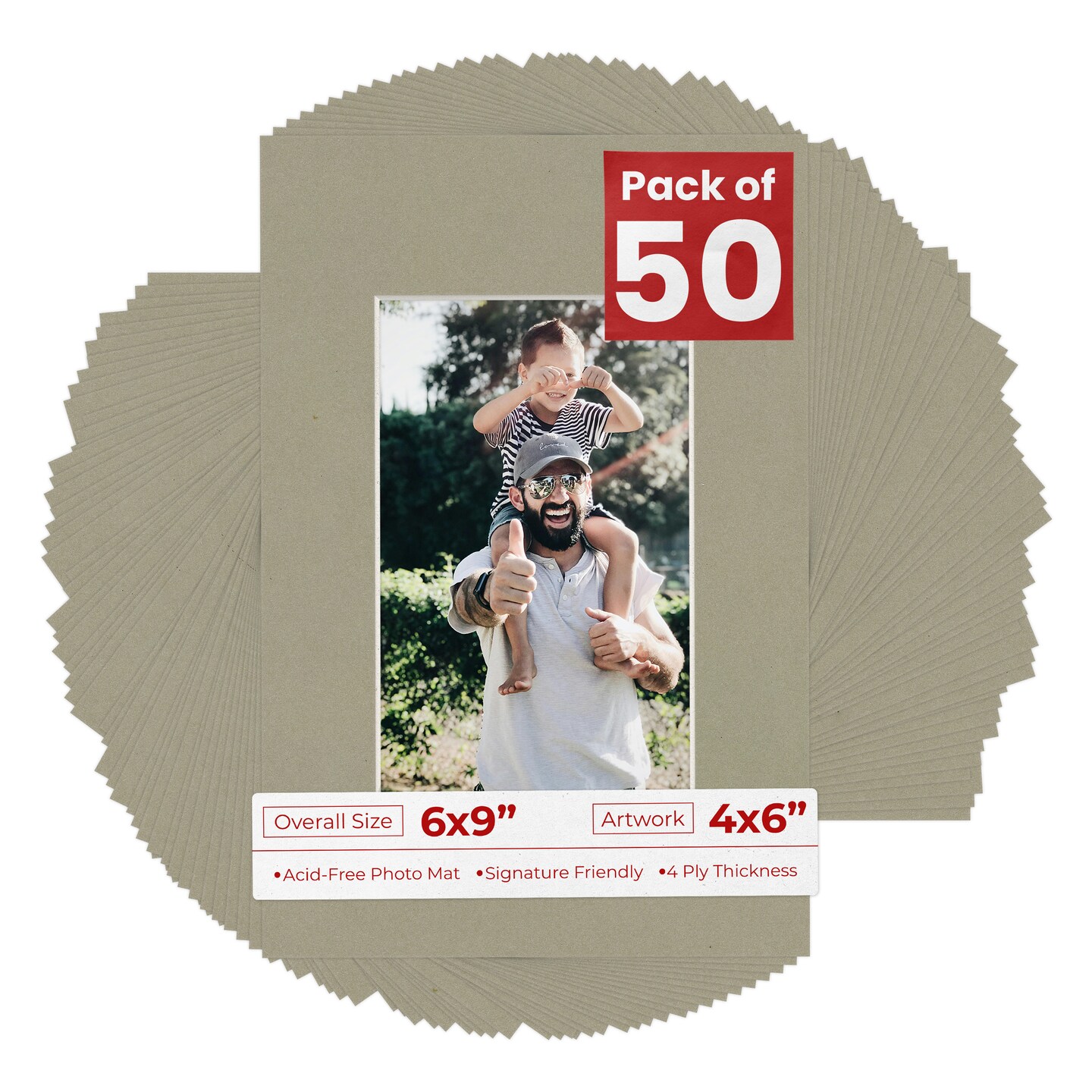 Umber Green Mat Board for 6x9 Frames - Fits 4x6 Photos, Color