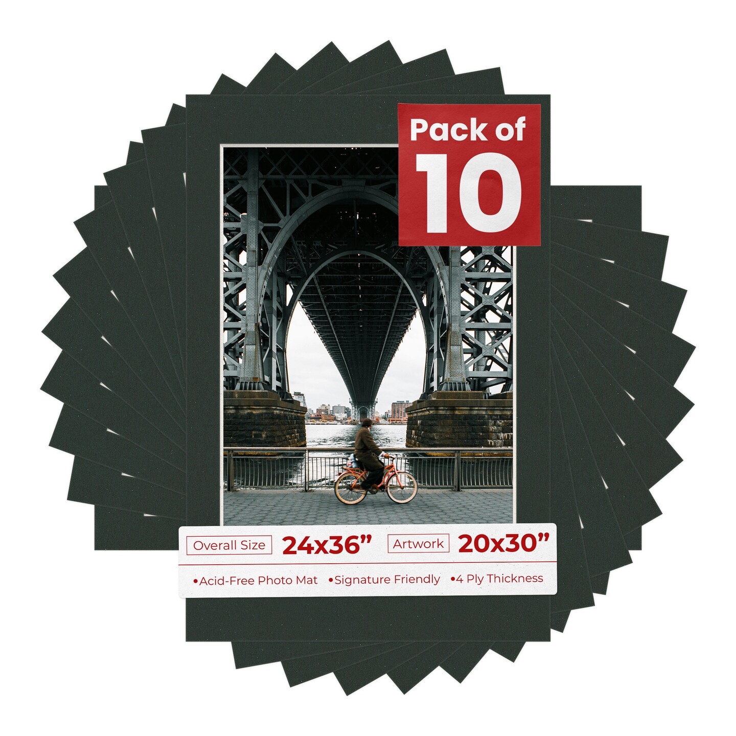 Textured Black Mat Board for 24x36 Frames - Fits 20x30 Photos