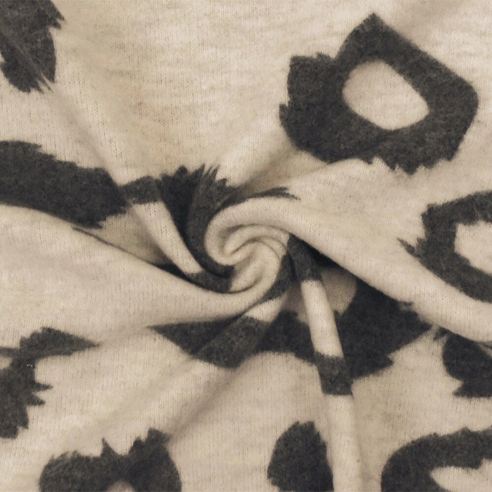 Beige-Gray Abstract Cheetah Printed Stretch Poly Brush Jersey Knit Fabric By the Yard