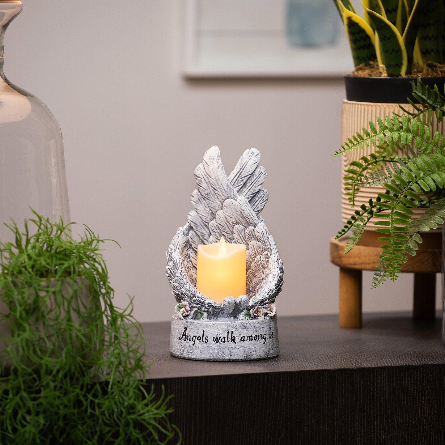Northlight Heavenly Wings Angels Walk Among Us Flameless Candle Holder - 8&#x22;