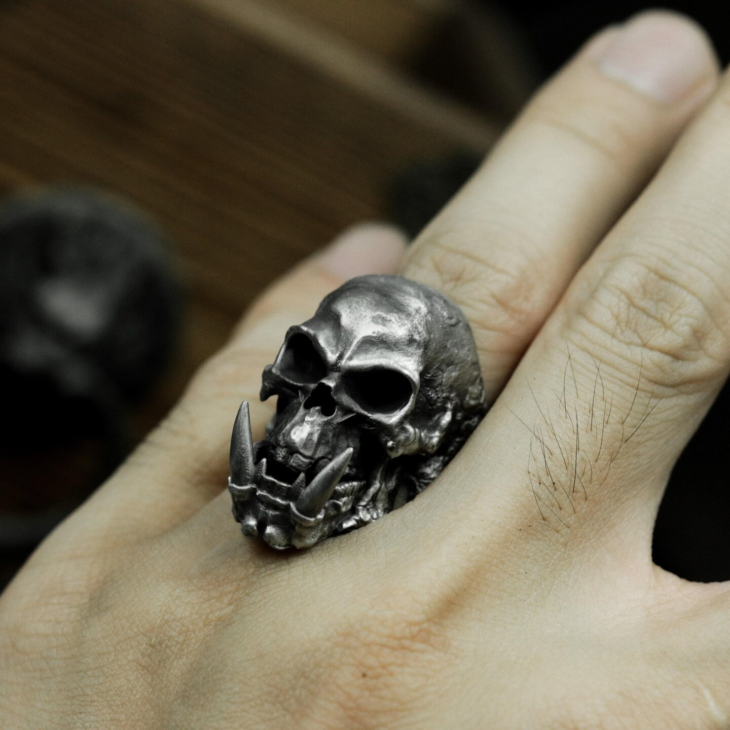 アクセサリー Skull ring fullhandmade silver925 Skull Ring(no jaw)ㆍSilver 925 : Ape Object