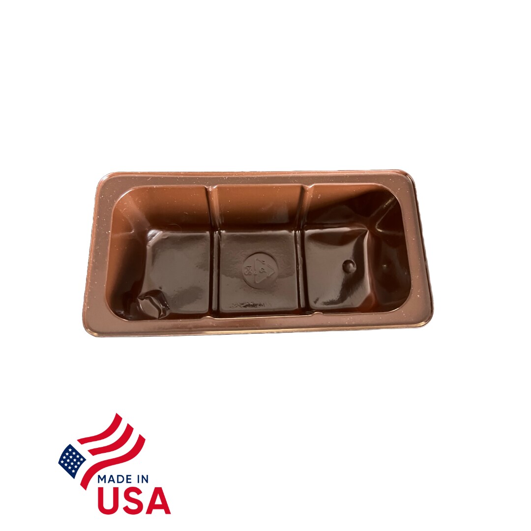 50 Trays - 1/2 lb. Plastic Fudge Tray 1 Cavity (Direct Pour) - Heat Stable