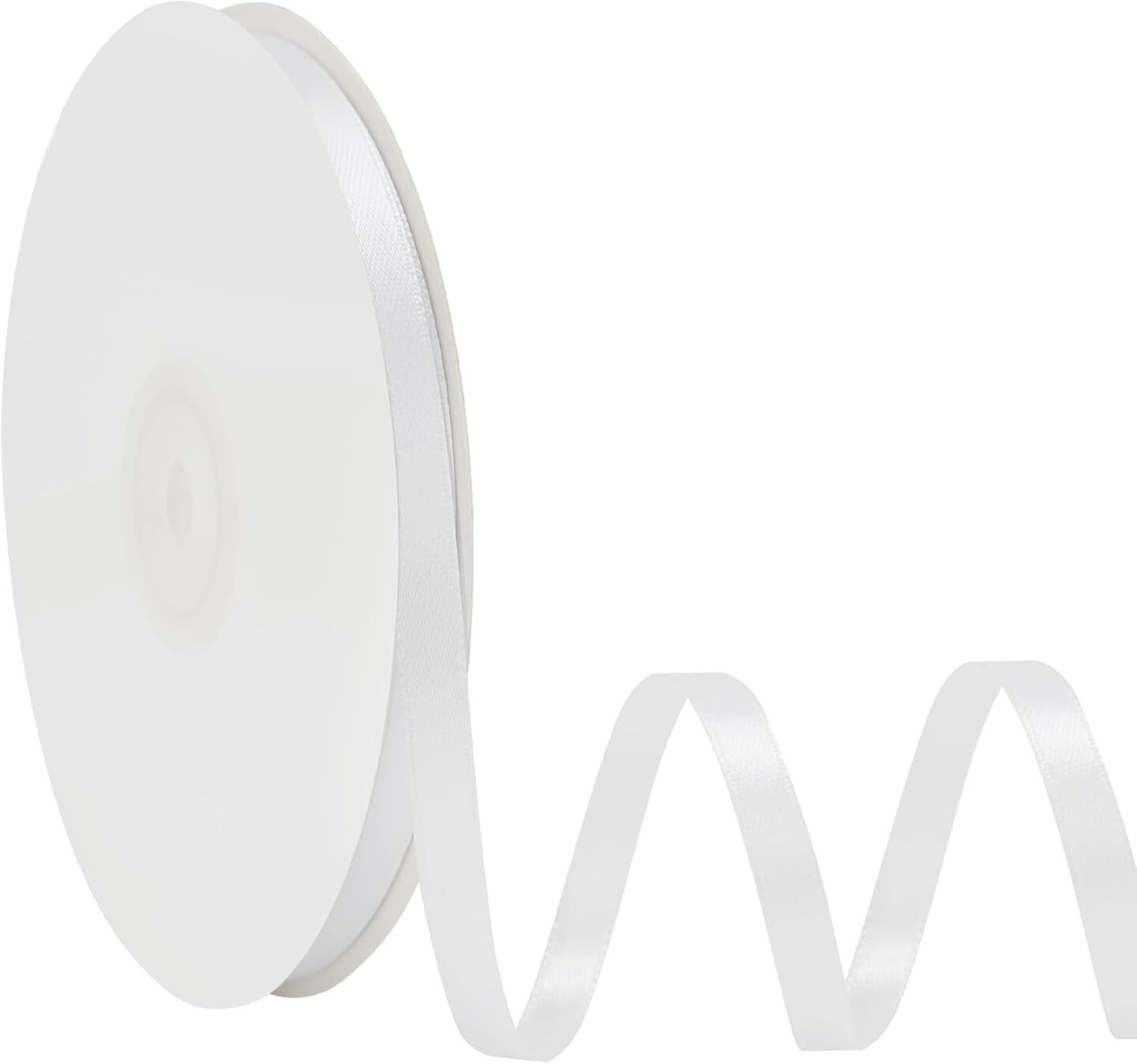 Double Face White Satin Ribbon 1/4 Inch X 50 Yards Polyester White
