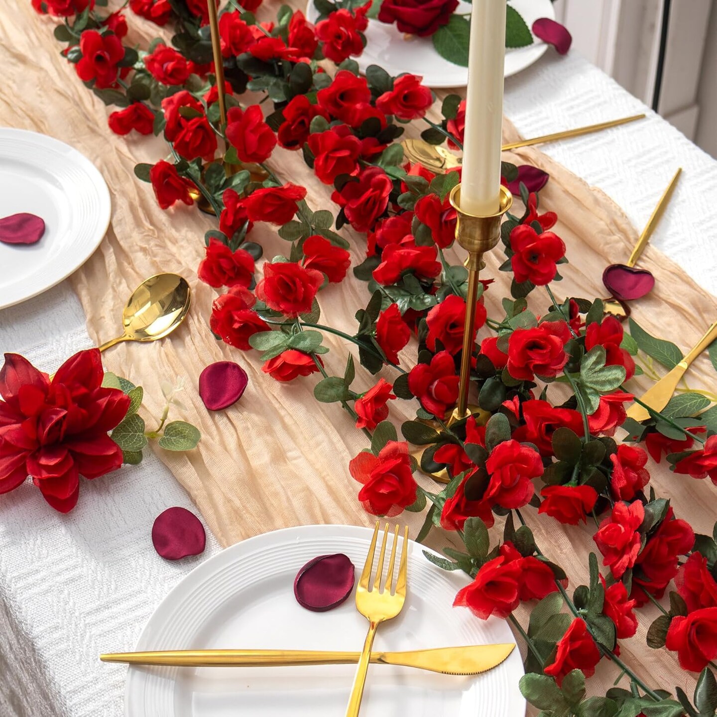 5Pcs 41FT Artificial Red Flower Garland