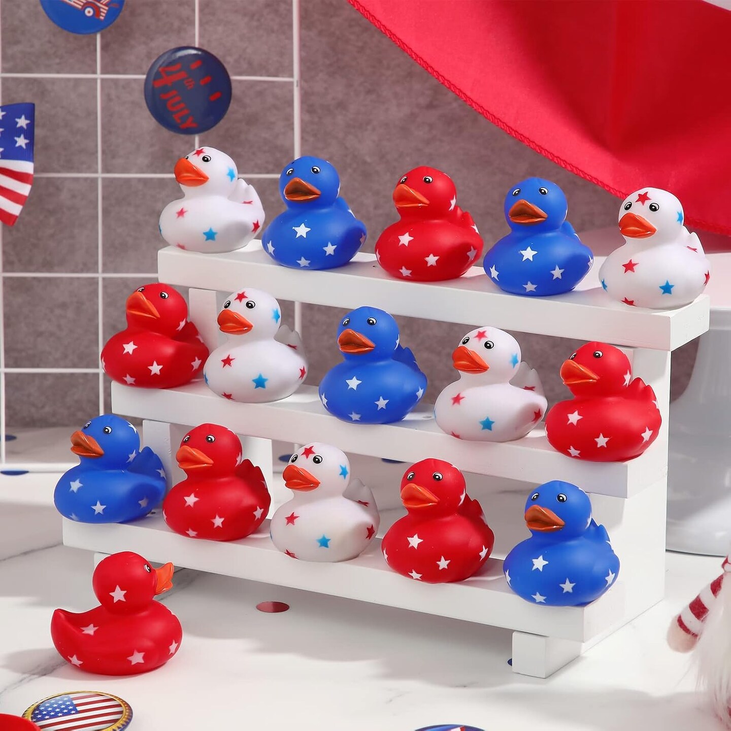 Independence Day 2 Inch Patriotic Rubber Ducks Float Small Rubber Ducks Shower Rubber Ducks Star Rubber Ducky