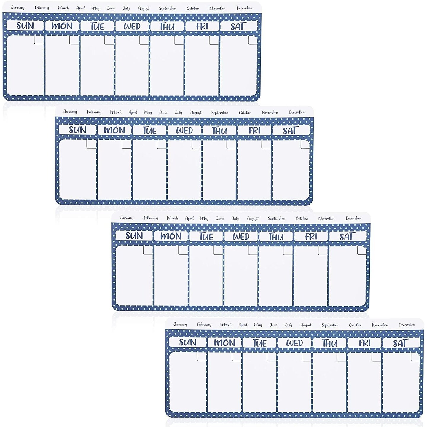 Magnetic Fridge Calendar, Dry Erase (11 x 4.2 in, 4 Pack)