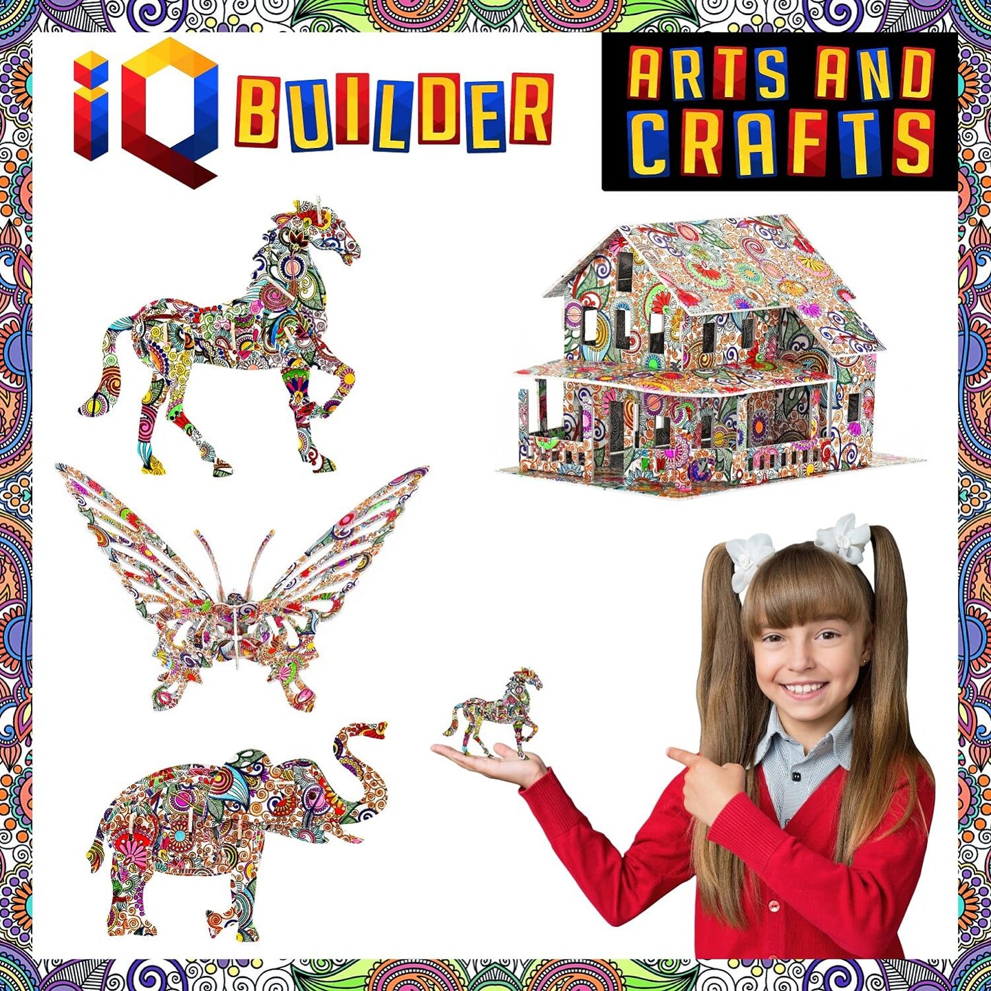 Arts and Crafts for Girls Age 12 Year Old and UP | 3D Art Coloring Painting Animal Puzzle Set | Fun Creative DIY Toys | Family Craft KIT with Supplies | Best Toy Gift for Kids
