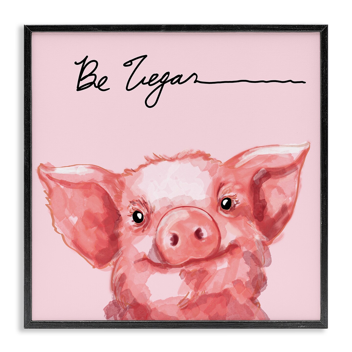 Stupell Industries Be Vegan Cute Pig Framed Giclee By Stella Chang