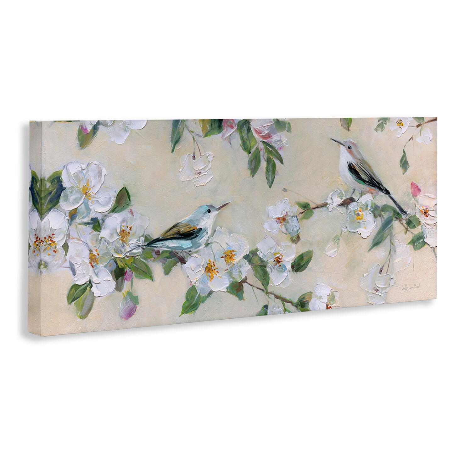 Stupell Industries Sparrows & White Apple Blossoms Canvas By Sally Swatland