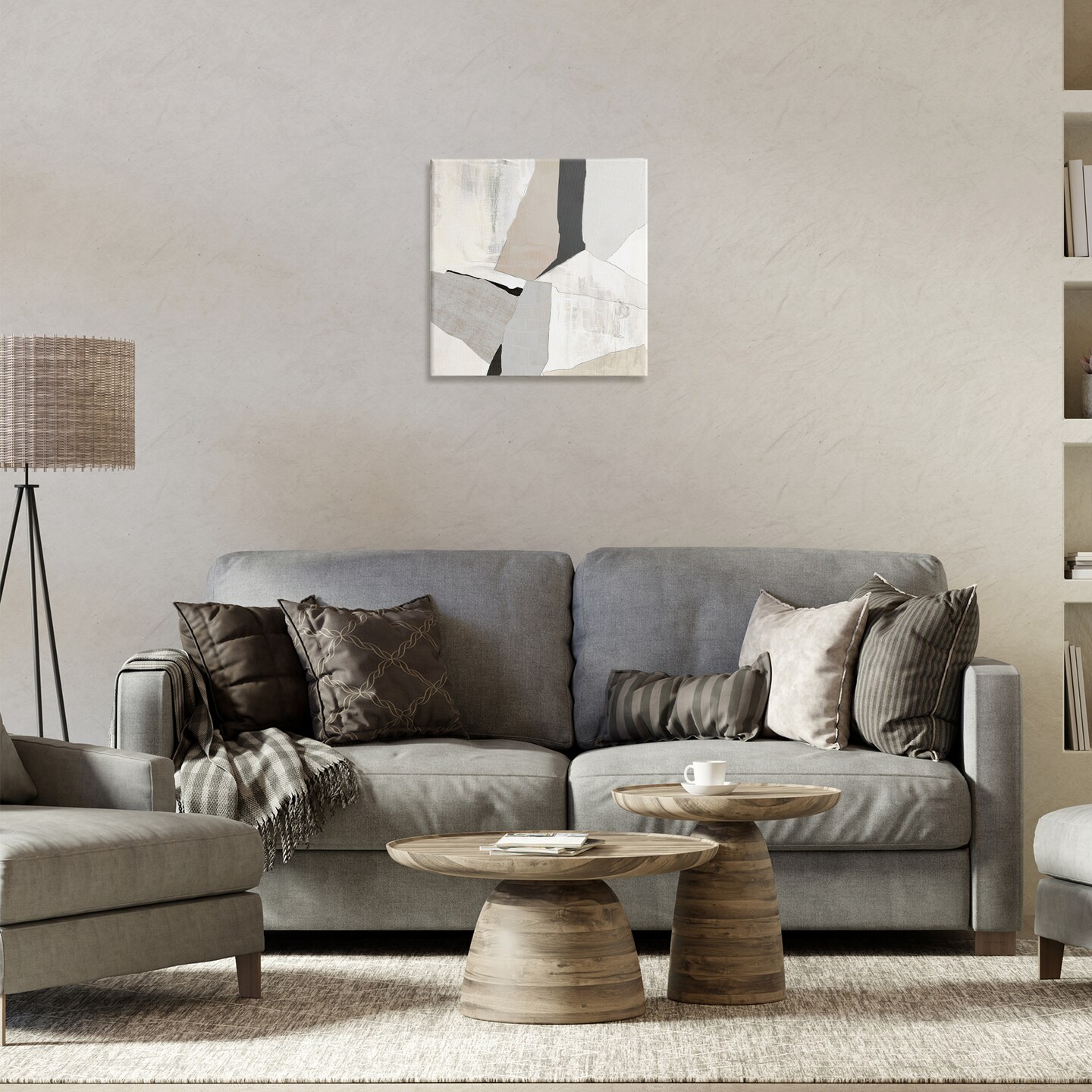 Stupell Industries Neutral Hued Abstract Shapes Canvas By Susan Jill