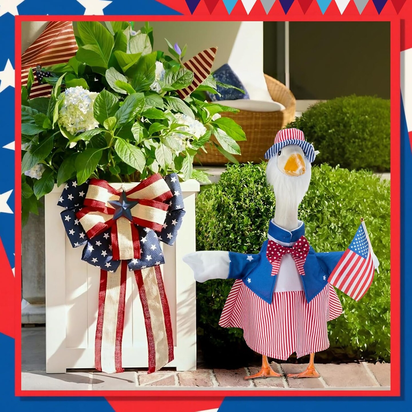 Patriotic Porch Goose Outfits for 23 Inch Lawn Statue