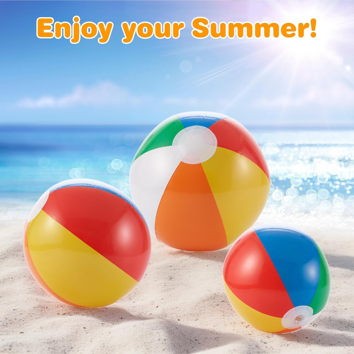 36 Pcs Inflatable Beach Balls Decorations - (5in, 12in, 16in)