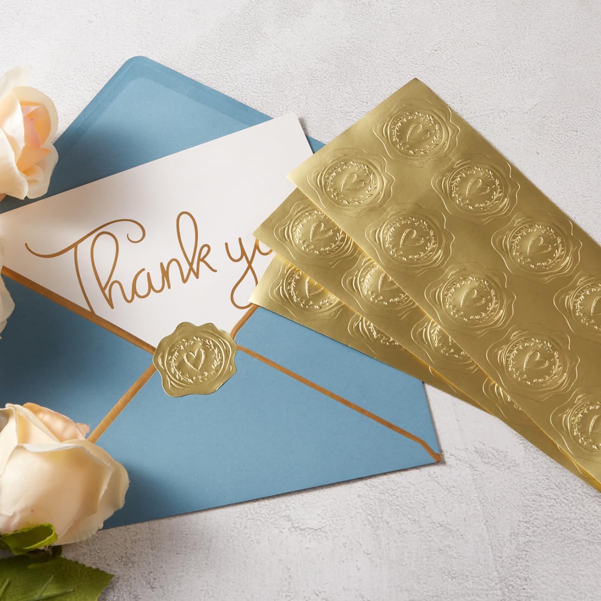 300 Pieces Embossed Gold Foil Stickers Gold Stickers