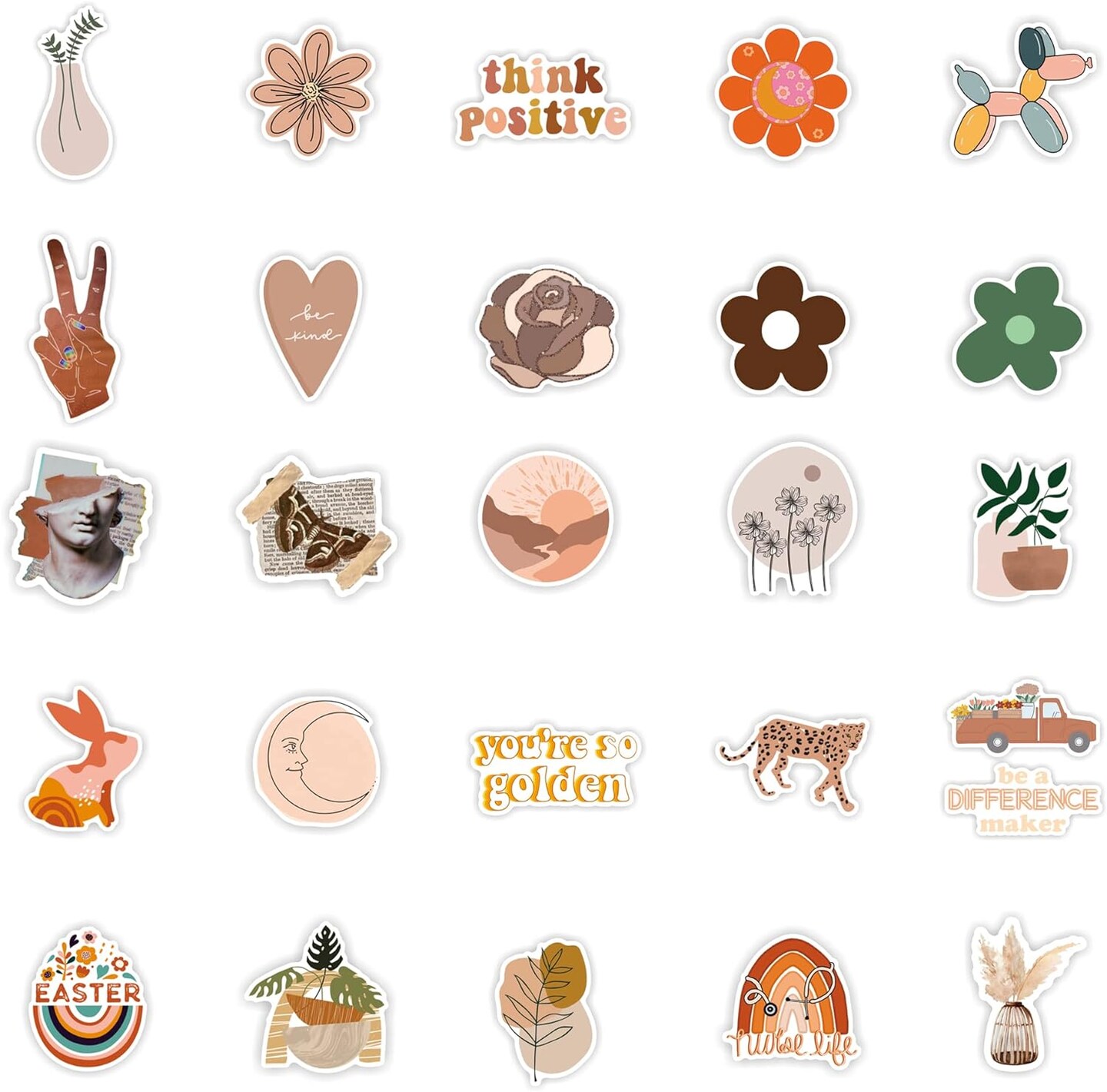 Vintage Aesthetic Stickers 50 Pcs - Vinyl Waterproof Stickers