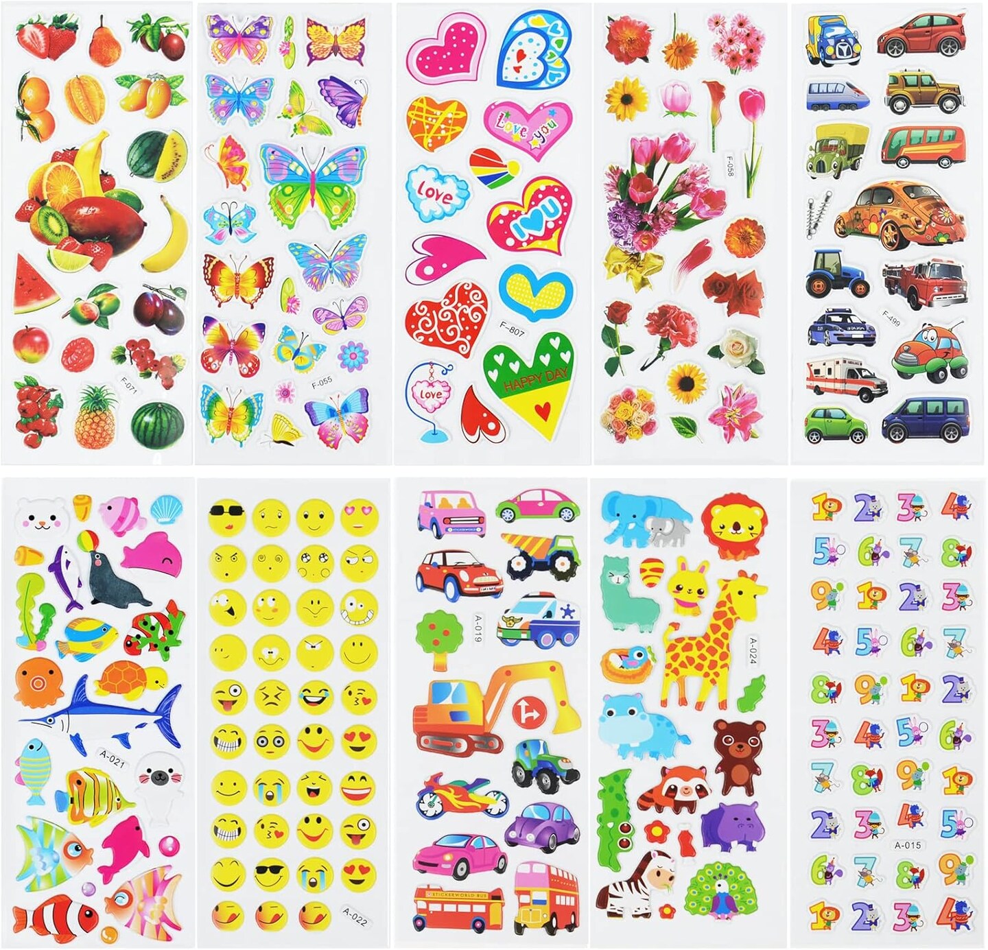 24 Sheets(500+) 3D Puffy Stickers for Toddlers Kids