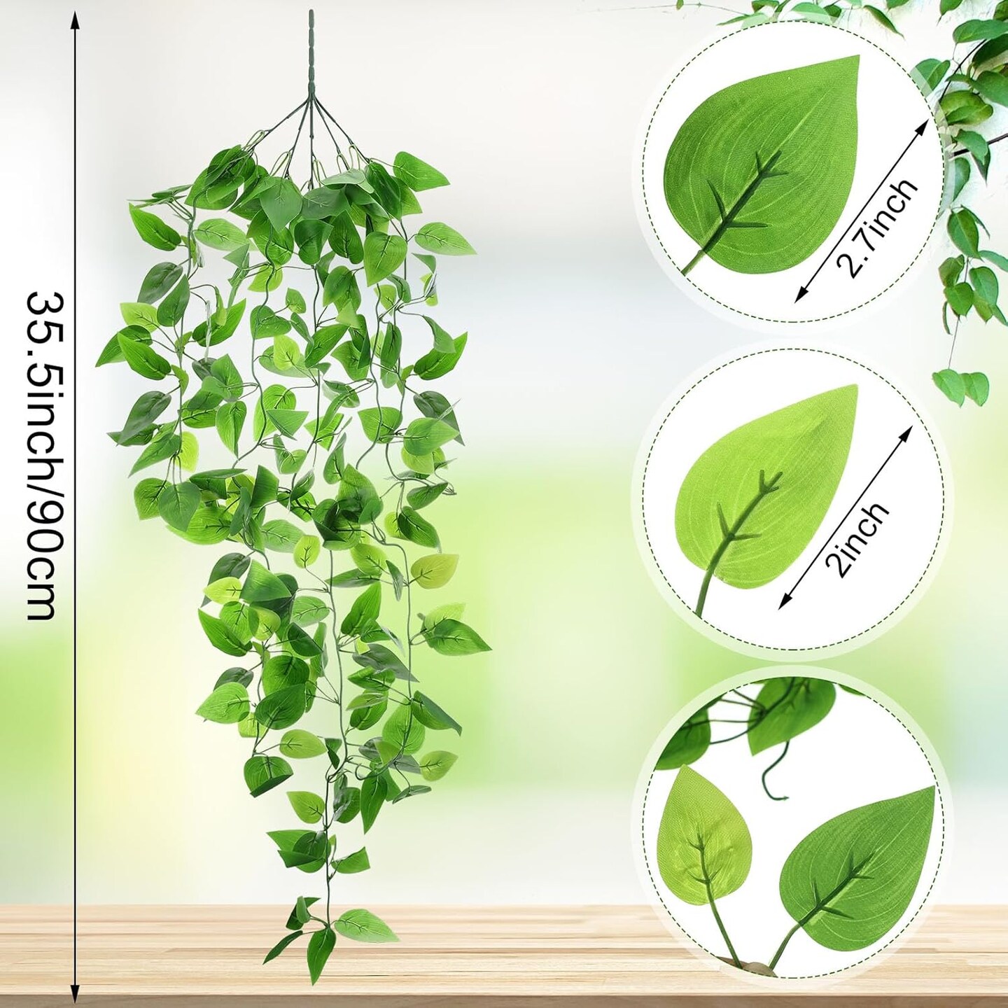 12 Pcs Artificial Hanging Plants Fake Ivy Vines with Fake Leaves Patio Artificial(Beauty)