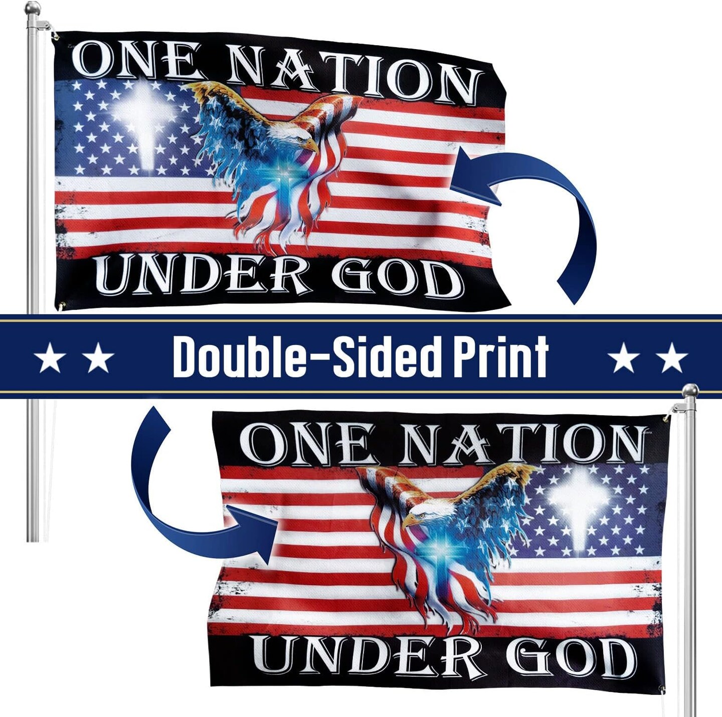 4x6 Patriot American Flags, One Nation Under God American Eagle Flag