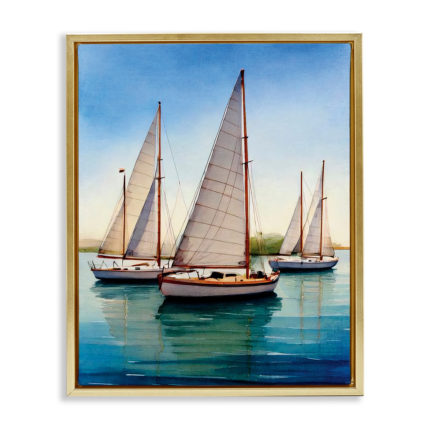 Stupell Industries Sailboat Trio on Calm Sea Floating Frame By Seven Trees Design
