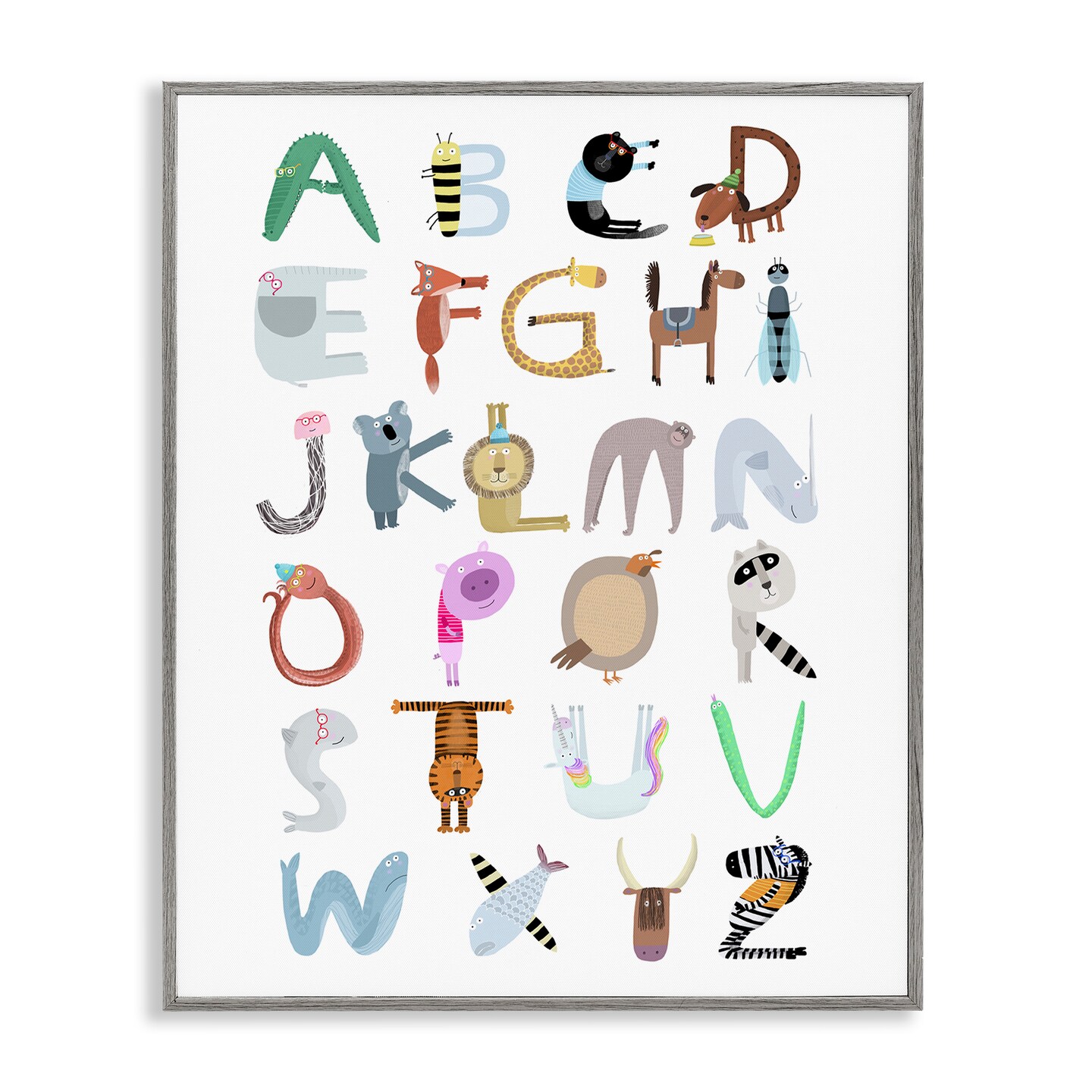 Stupell Industries Animal Shaped Alphabet Framed Giclee By Carla Daly