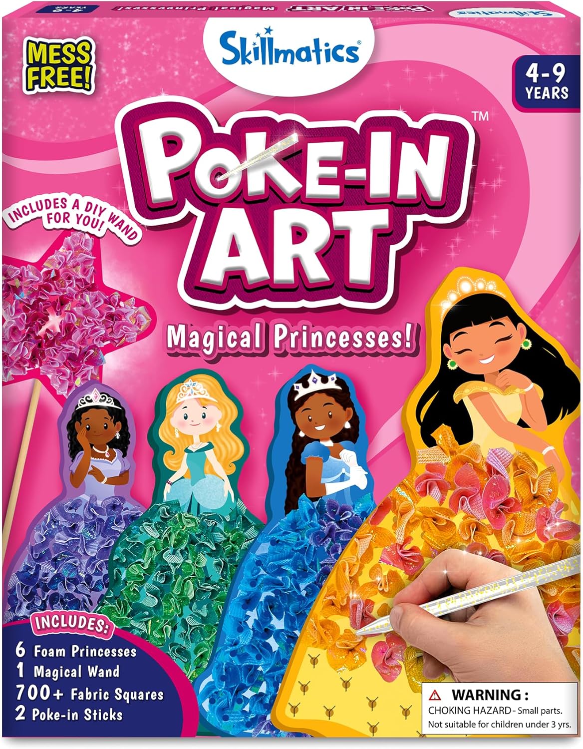 Poke Art Kits For Girls, 5 Pcs 3D Magical Princess & 5 Bags Kids Paper Craft Kits Diy Wood Craft Kit Mess Free Creative Activity Art Crafts Birthday Christm
