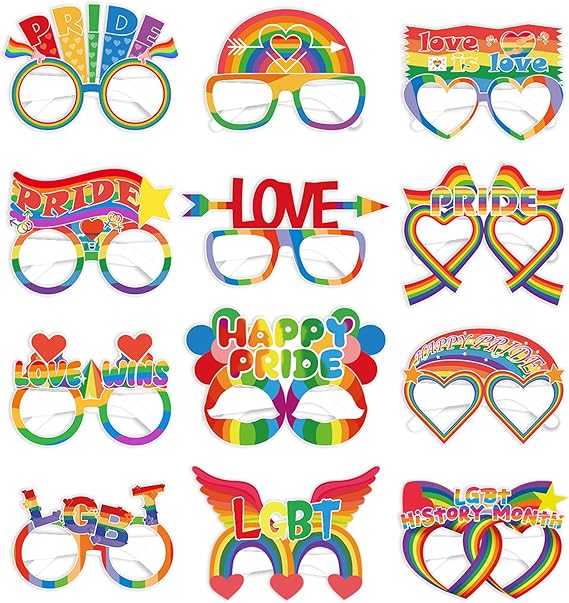 Pride Decorations Photo Booth Props,12Pcs Gay Pride Month