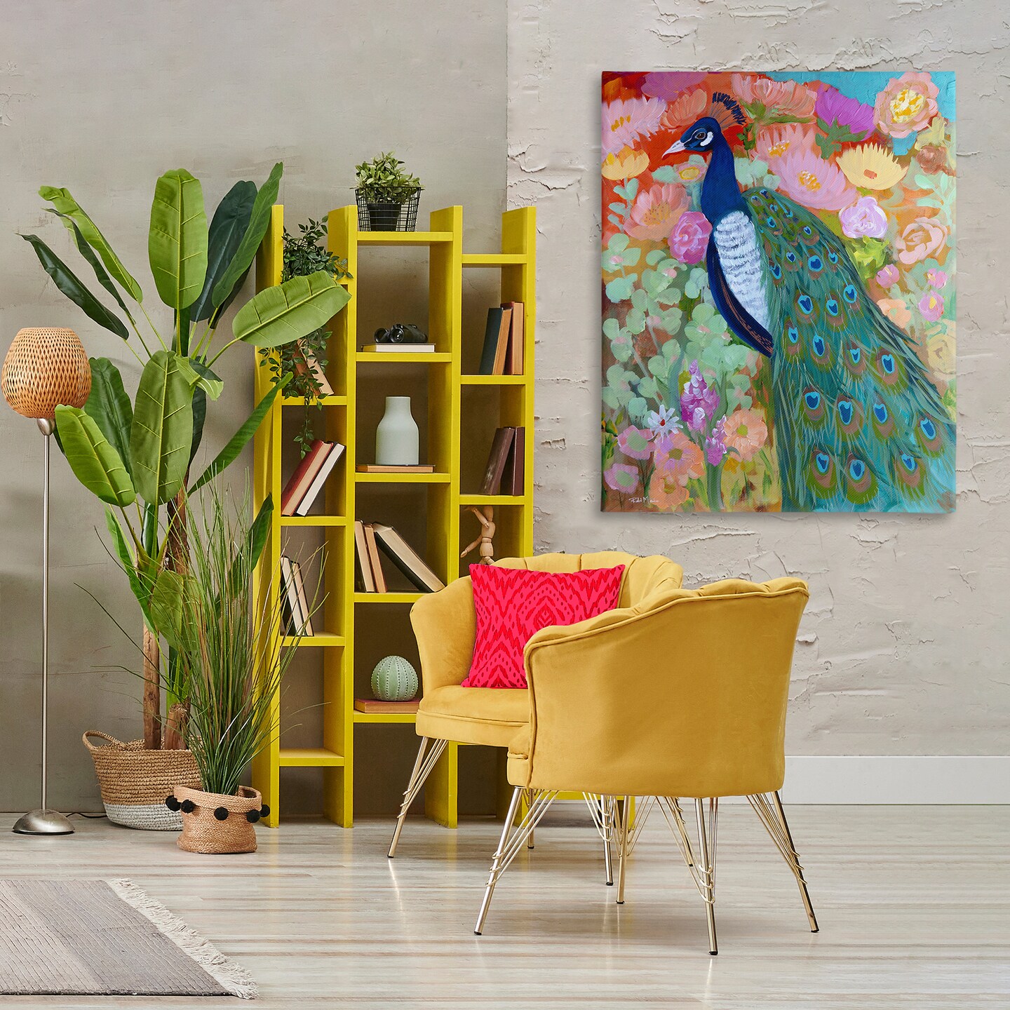 Stupell Industries Bundle of Florals & Peacock Canvas By Robin Maria