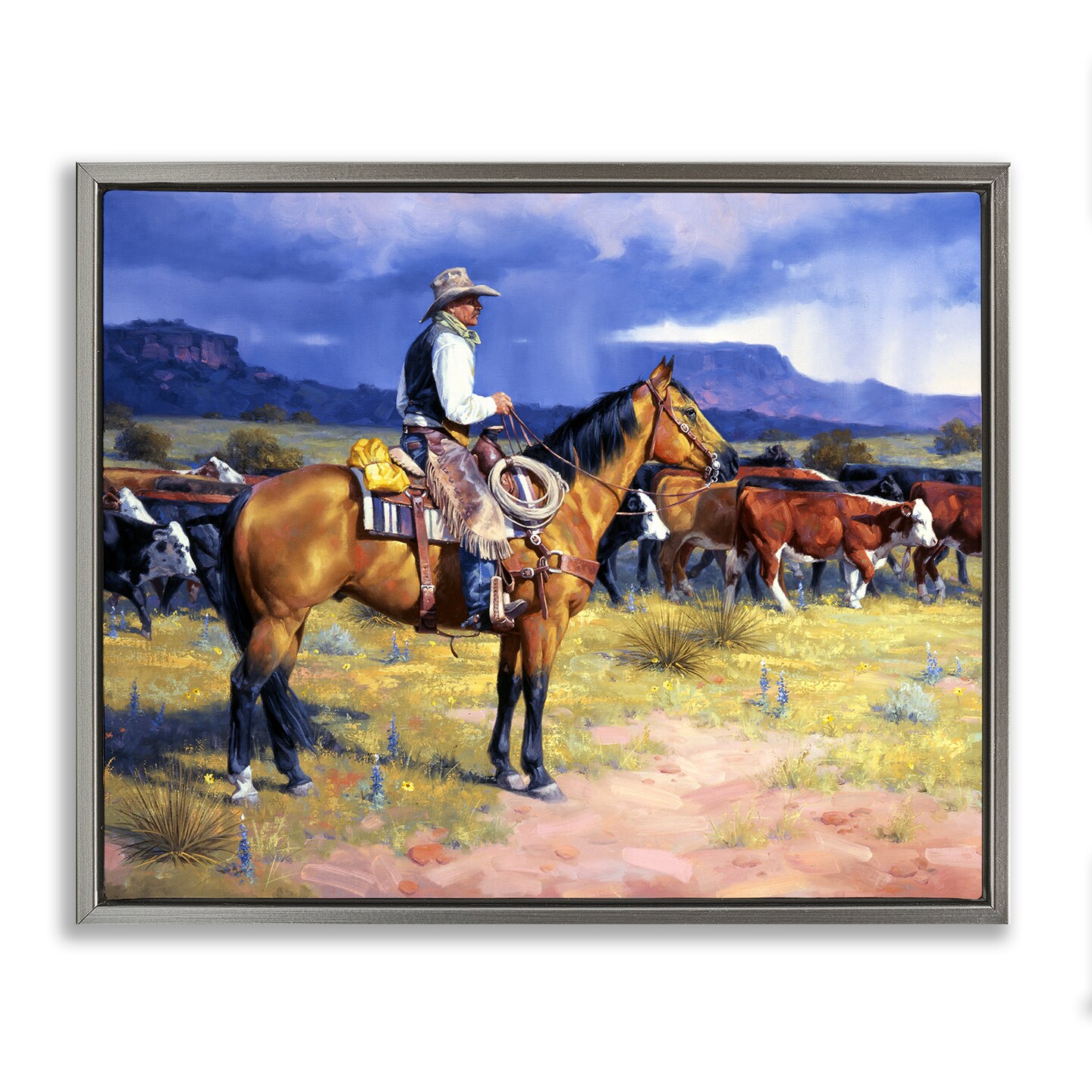 Stupell Industries Cowboy & Cattle Mountain View Floating Frame By Jack Sorenson