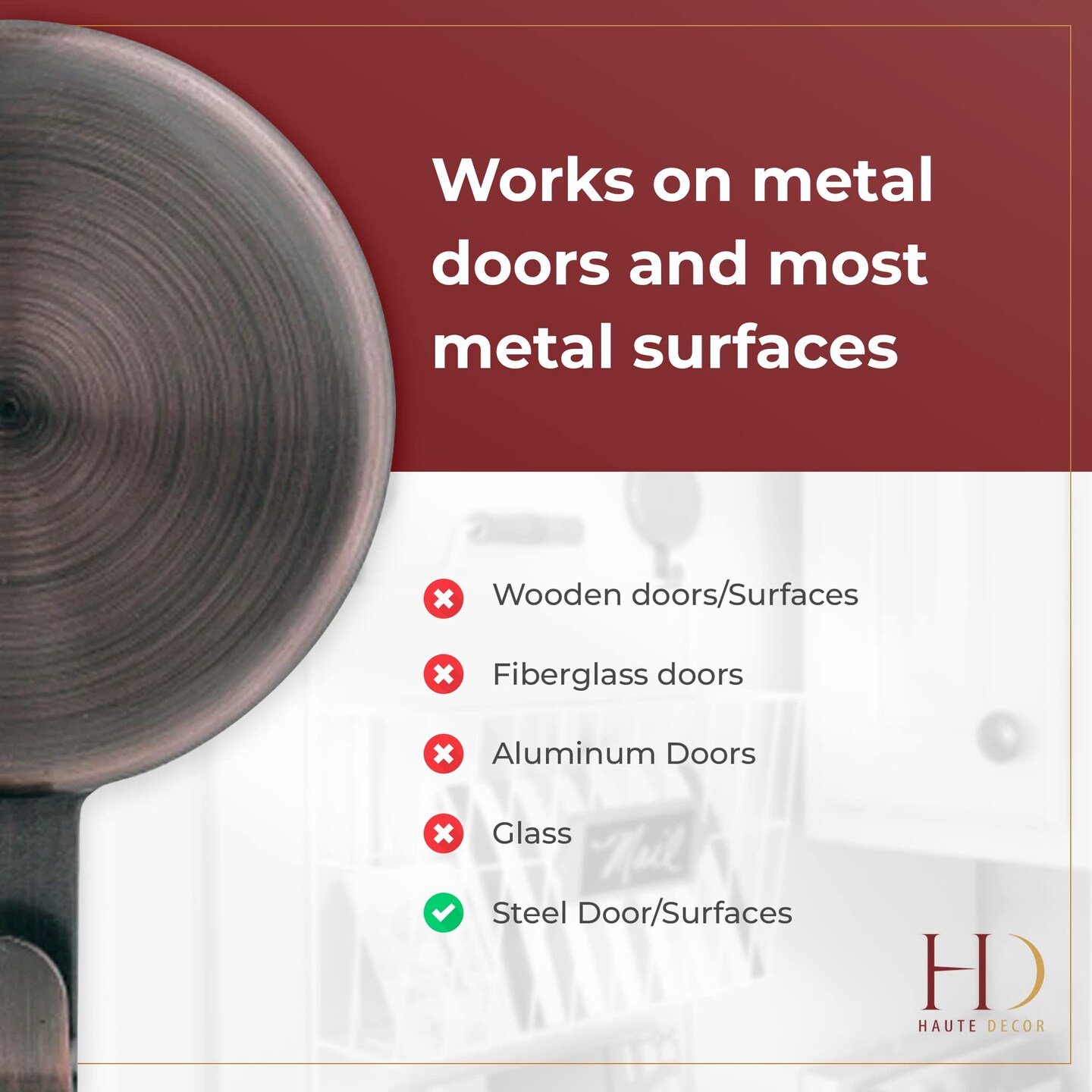 Haute Decor Attract Magnetic Hanger, 1 Pack - Strong Magnet Hook for Metal Doors and Surfaces