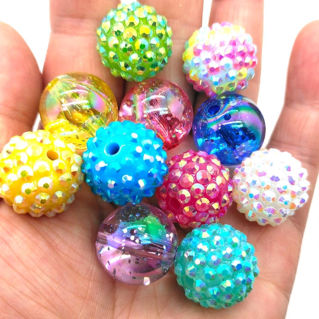 Colorful Rhinestone Beads Round Spacer Beads for Jewelry Making Crafts(18mm mix colors)