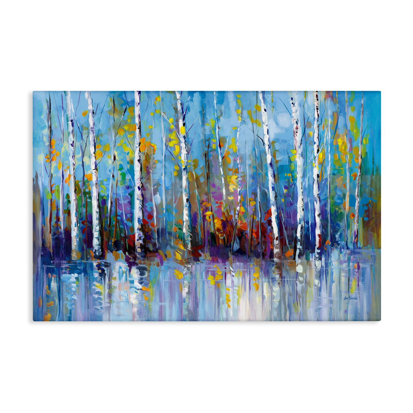 Stupell Industries Vivid Birch Trees Reflection Canvas By Leon Devenice