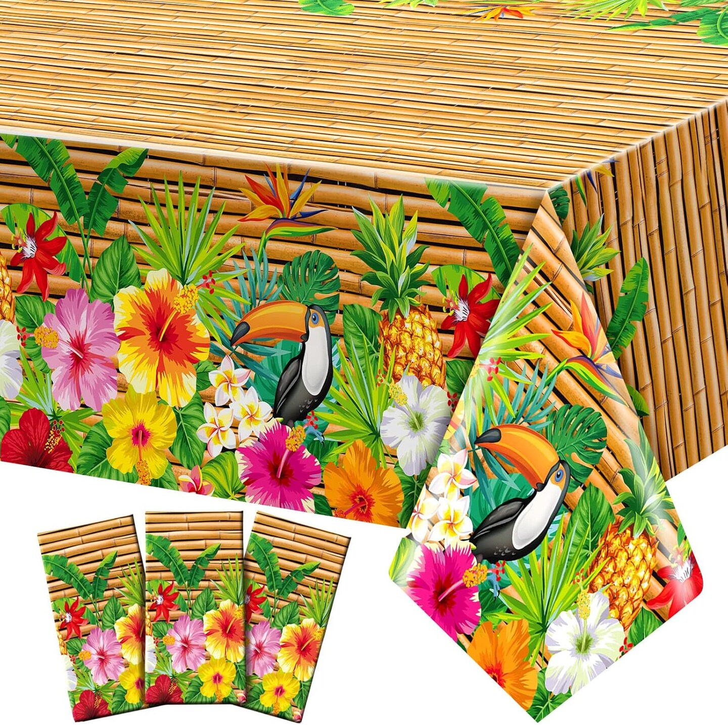 Tiki Tablecloth Decorations Luau Table Cover Hawaiian Party Plastic Table Cloth