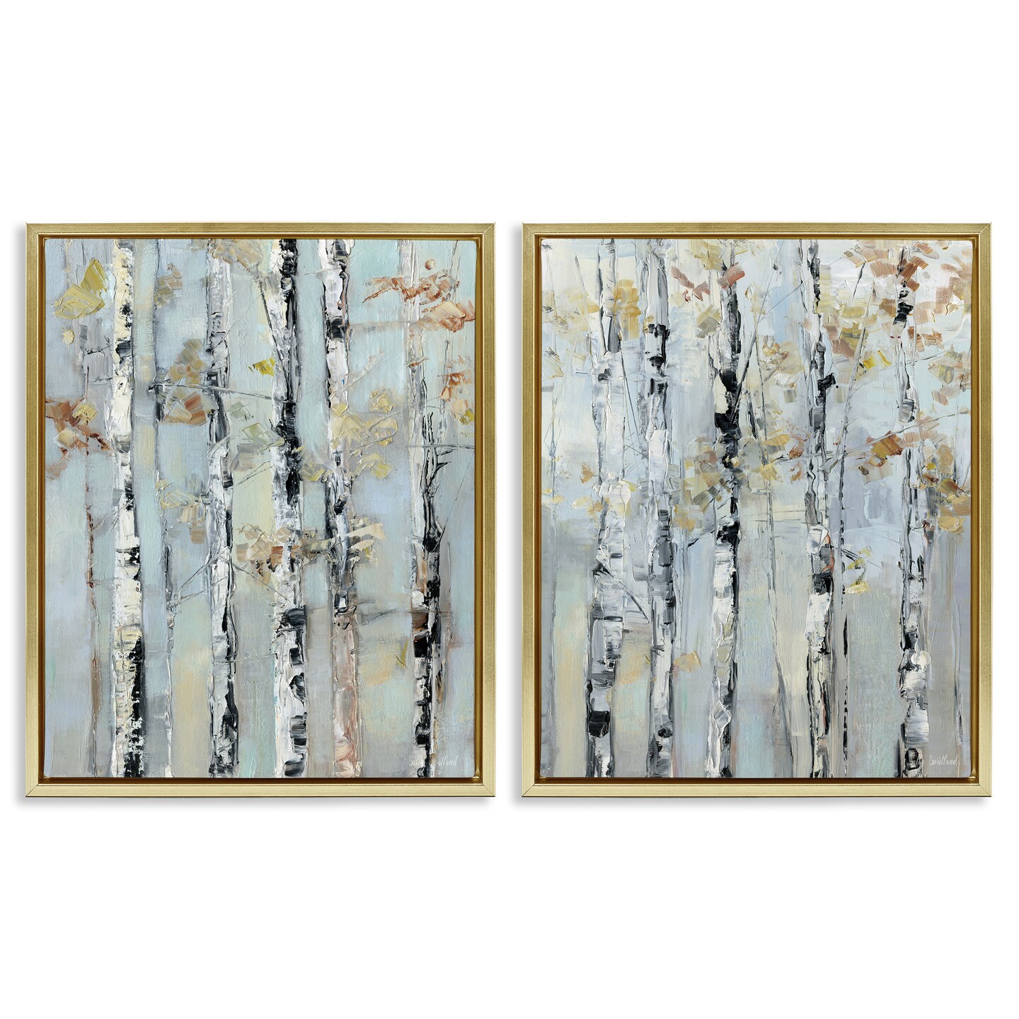 Stupell Industries Autumnal Birch Trees 2pc Floating Frame Set By Sally ...