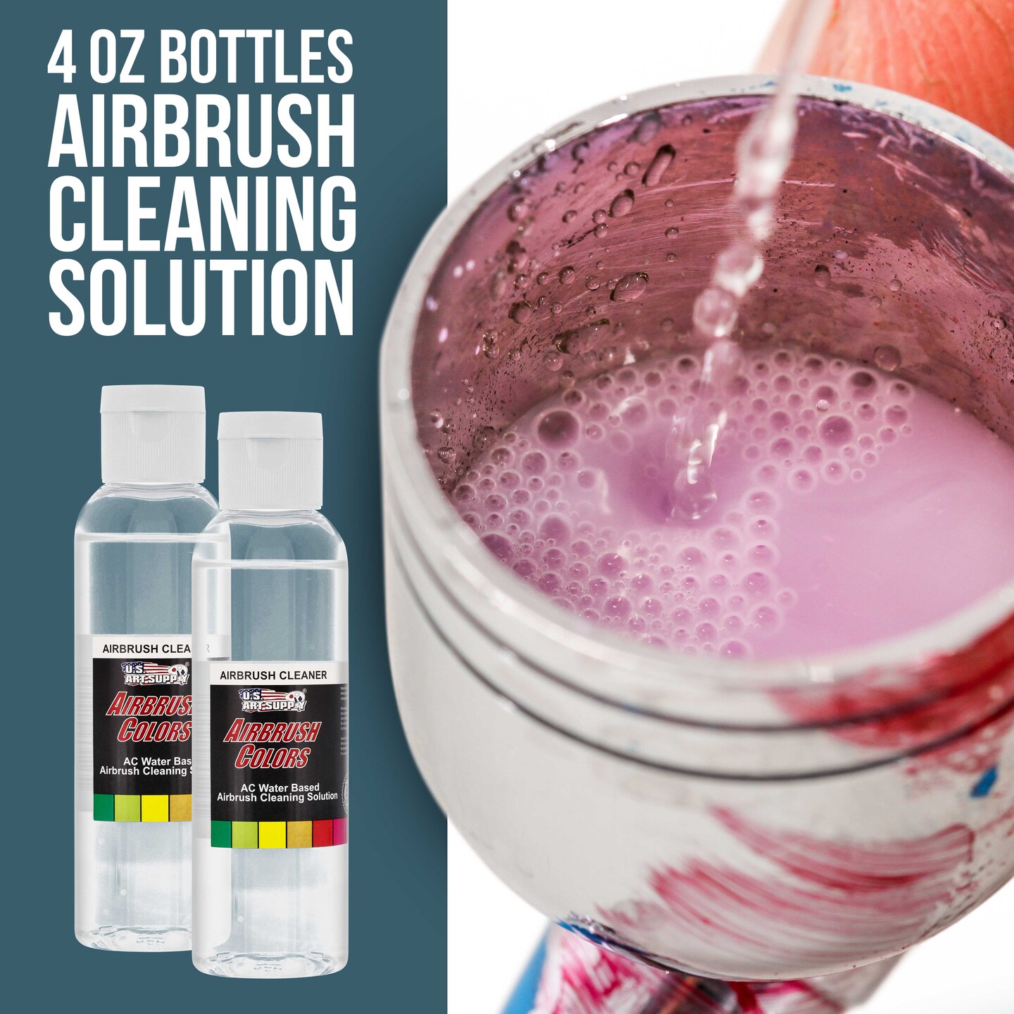 Deluxe Airbrush Cleaning Kit - Includes a 3 in 1 Airbrush Clean Pot, 2 - 4oz Bottles of Cleaning Solution &#x26; Cleaning Tool Kit