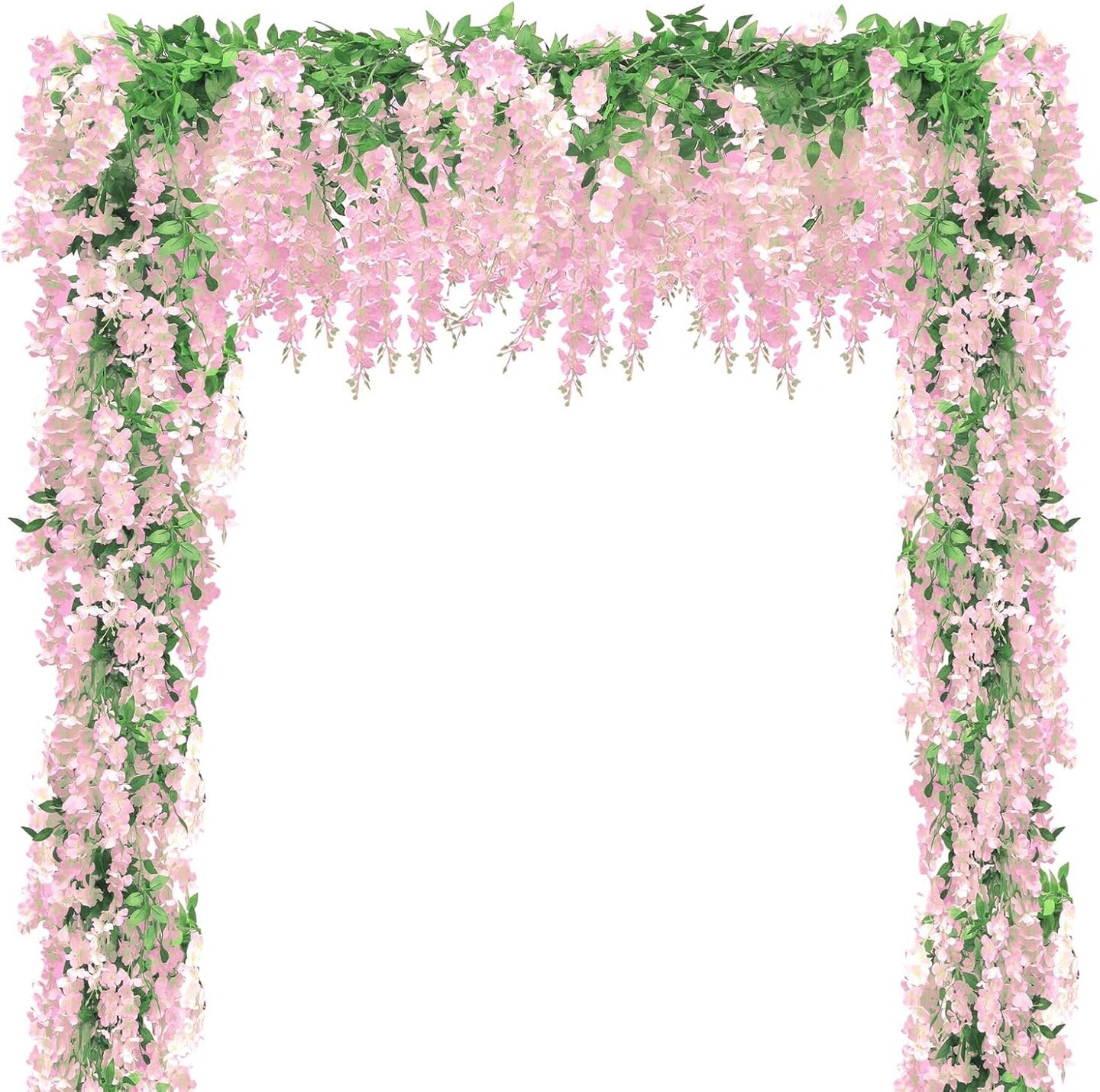 Wisteria Artificial Flowers Garland, 5Pcs Total 36FT Pink Wisteria Hanging Flowers (Pink)
