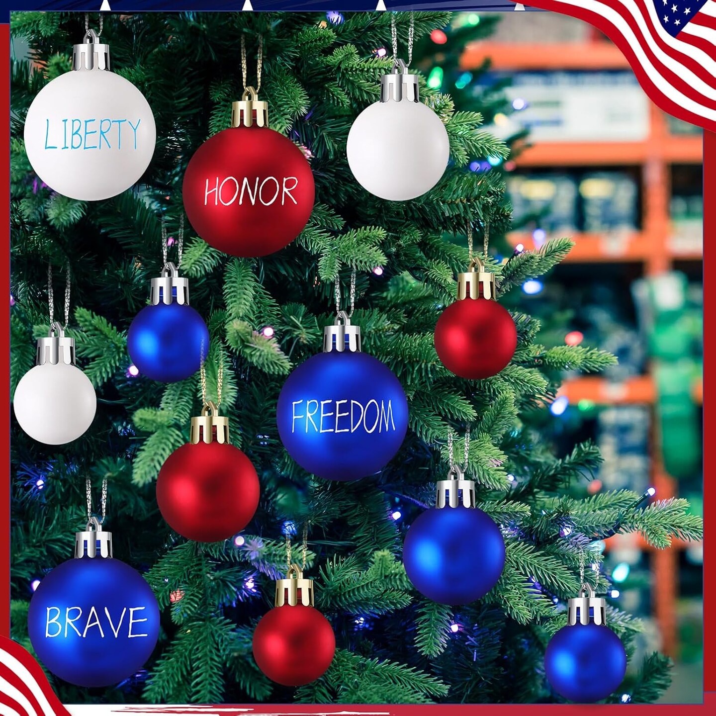 30 Pcs 4th of July Patriotic Ball Ornaments (Patriotic Copywriting Style)