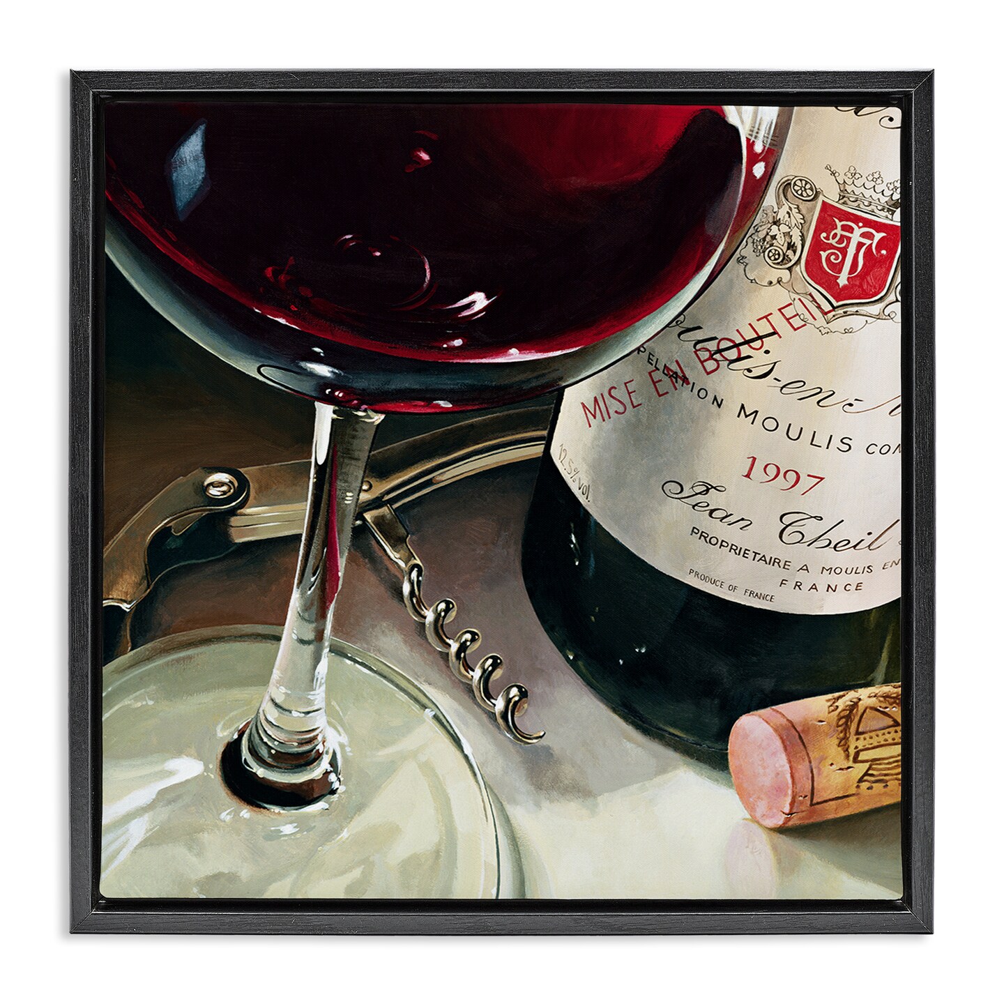 Stupell Industries Red Wine & Corkscrew Floating Frame By Stefano Ferreri