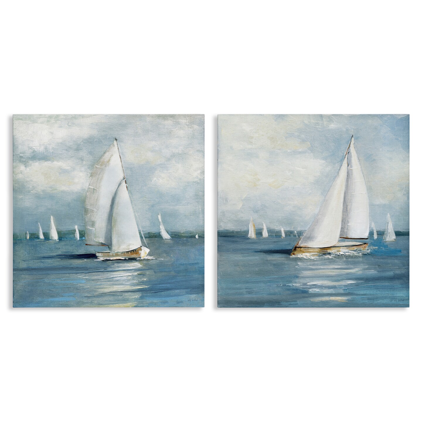 Stupell Industries Sailboat Fleet Vessels 2pc Canvas Set By Sally ...