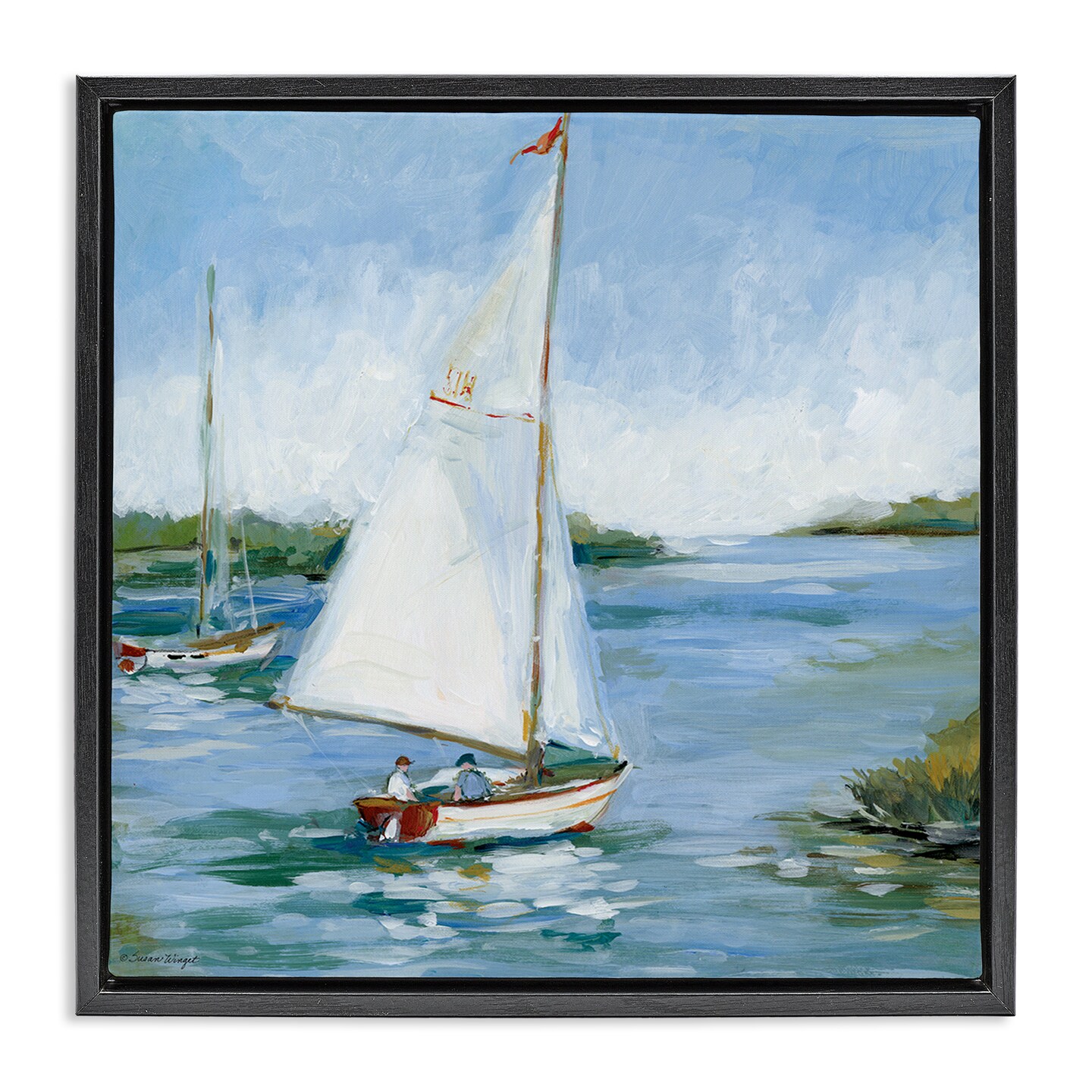 Stupell Industries Two Men on Sailboat Floating Frame By Susan Winget ...