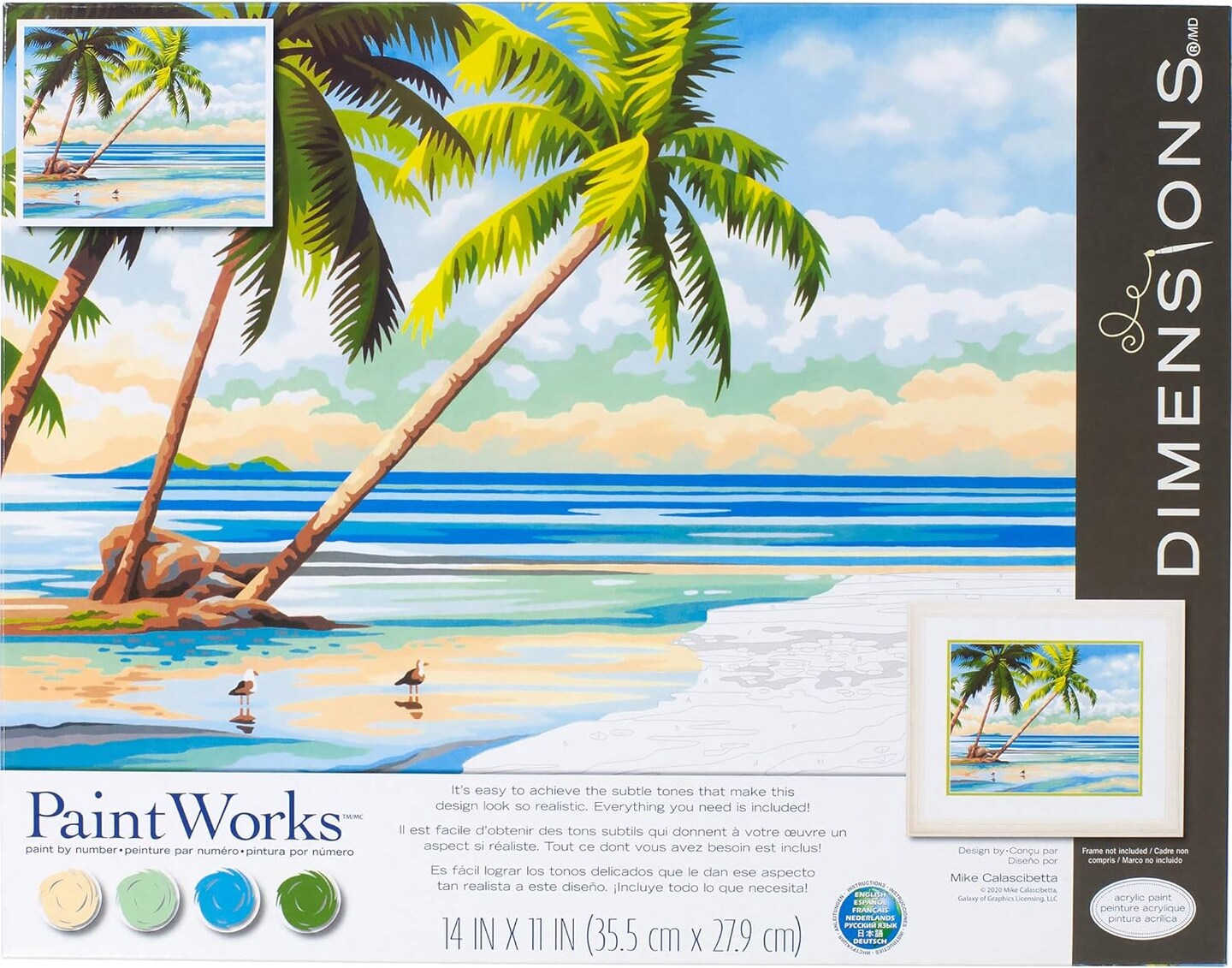 Dimensions 73-91744 Tropical View Paint by Numbers Kit, 14'' x 11'